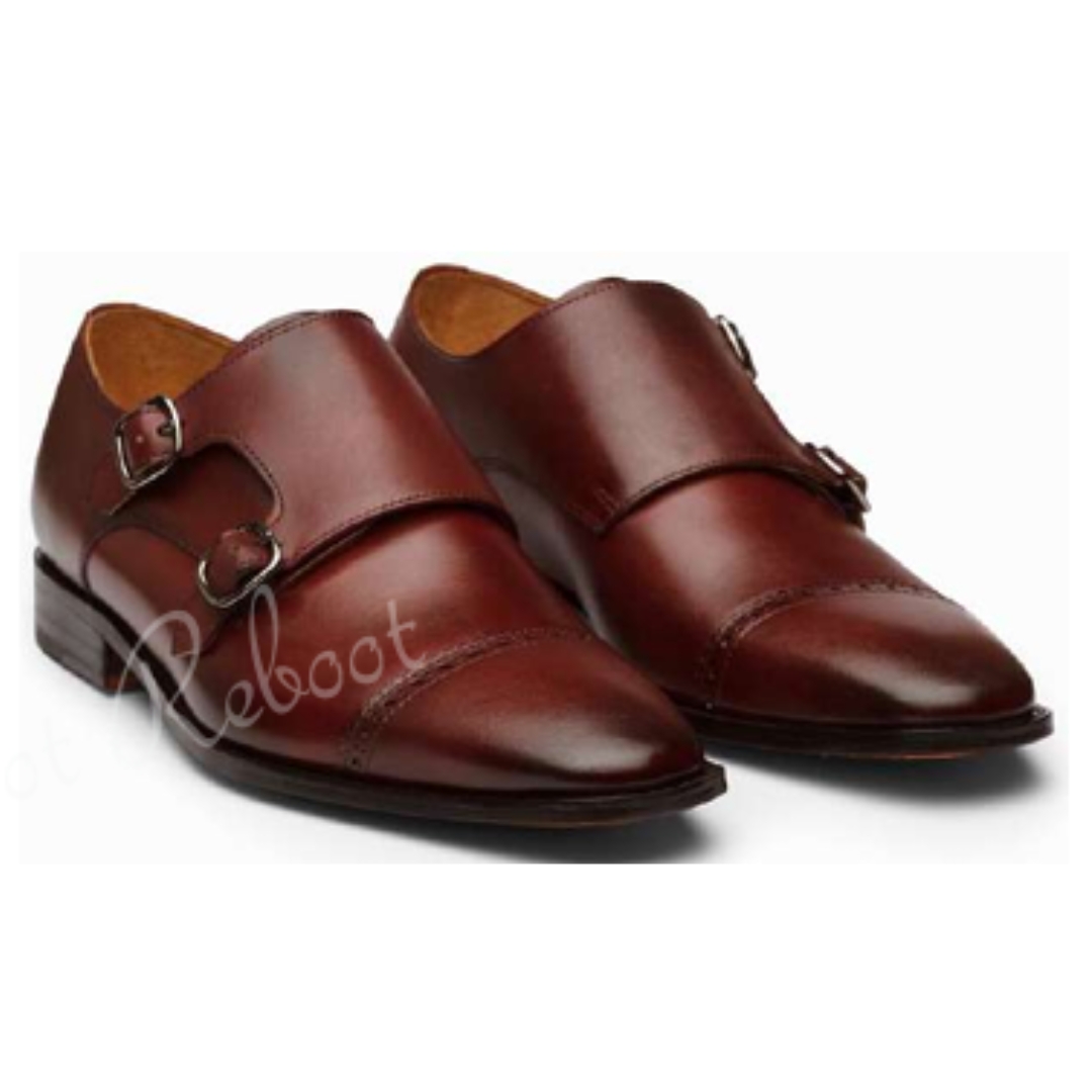 Leather Captoe Sleek Monk Shoes